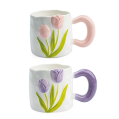 PINK/LILAC TULIP MUG 2ASS. DIAM 9CM H9CM