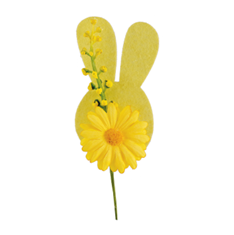 PIQUET GERBERA + LAPIN JAUNE DIAM 4CM HT 10CM