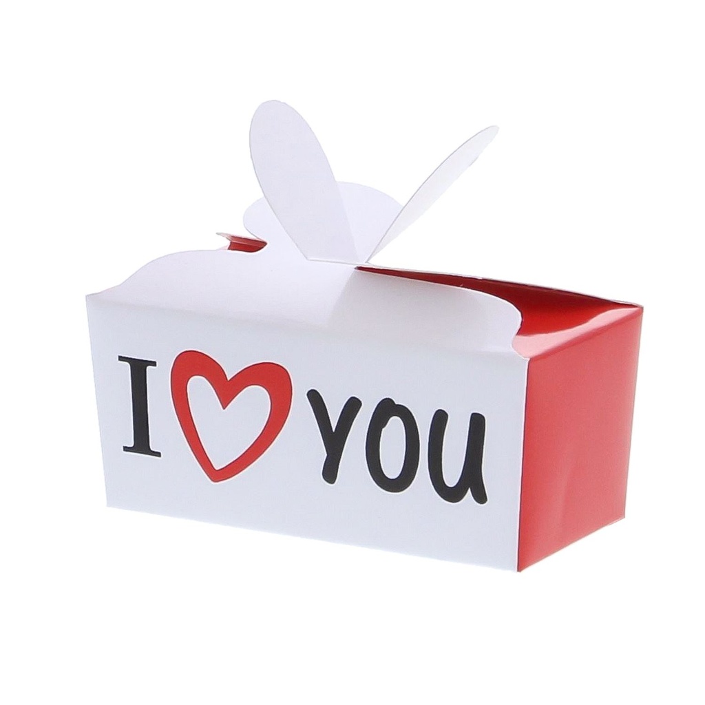 BOITE PAPILLON I LOVE YOU 2 PRALINES 7X3,5CMHT 3,5CM 100PCS