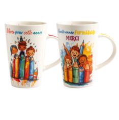 MUG HAUT ENFANTS/CRAYONS 2ASS. DIAM 9CM HT 13CM