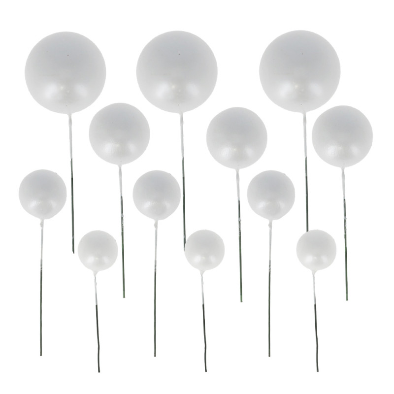 PEARL WHITE BALL CAKE TOPPER 4 DIAMETERS: 2CM, 2.5CM, 3CM AND 4CM PACK OF 12 PCS