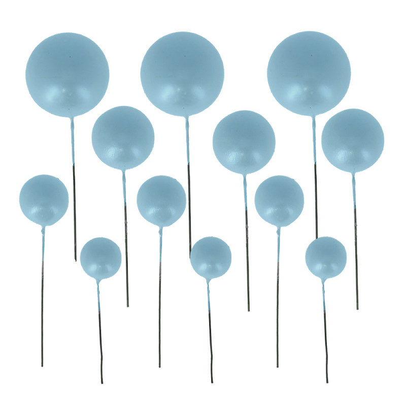 CAKE TOPPER BOULES BLEURS NACRÉES 4 DIAM : 2CM, 2,5CM, 3CM ET 4CM PAQUET DE 12 PCS