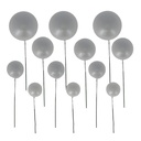 CAKE TOPPER BOULES ARGENTEES NACRÉES 4 DIAM : 2CM, 2,5CM, 3CM ET 4CM PAQUET DE 12 PCS