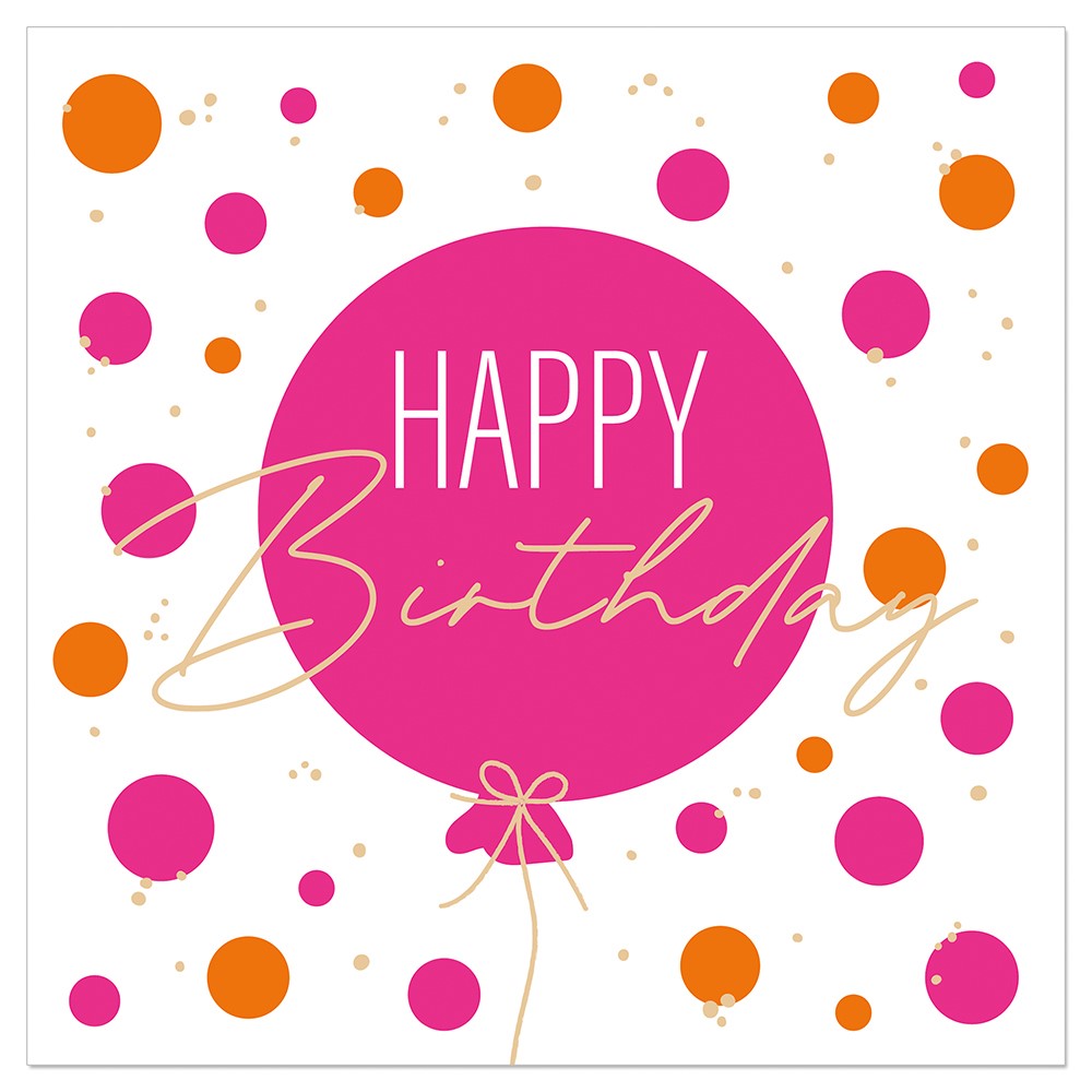ARTEBENE SERVIETTE 33 x 33CM BALLON ROSE "HAPPY BIRTHDAY" 20PCS