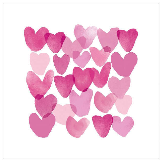 ARTEBENE SERVET 33 x 33CM WIT MET ROZE HARTEN 20ST