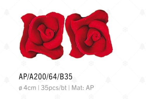 ROSES MASSEPAIN ROUGE 5 PETALES 4CM 35 PCES