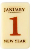 2014383 1ST JANUARY CALENDAR BOARD IN CHOCOLATE 38X23MM 160 PIECES