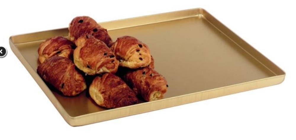 PLATEAU ALU MAT OR 60X40XH2CM BORD PLISSE 90°