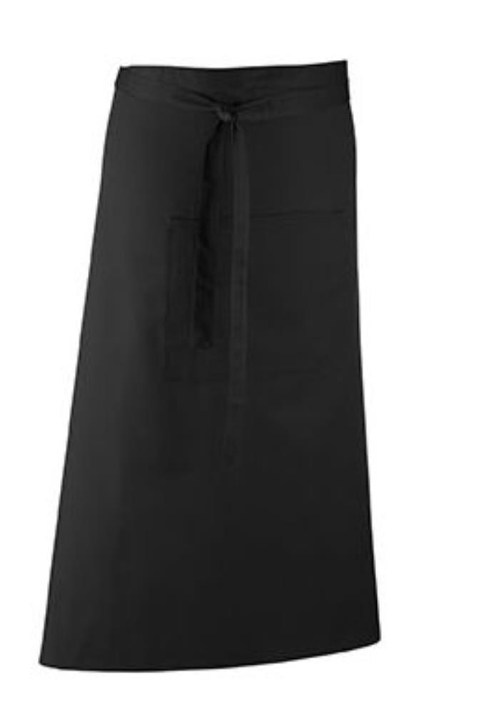 SNV TABLIER CHEF LONG NOIR SANS POCHE 90 X 100CM 100% COTTON