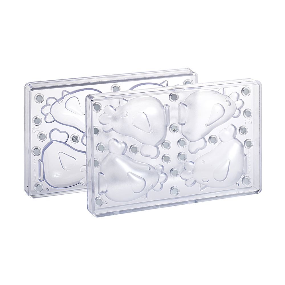 SET VAN 2 MAGNETISCHE VORMEN VOOR CHOCOLADE 3D KIP 4EMP 10X16XH12.6CM ±75GR