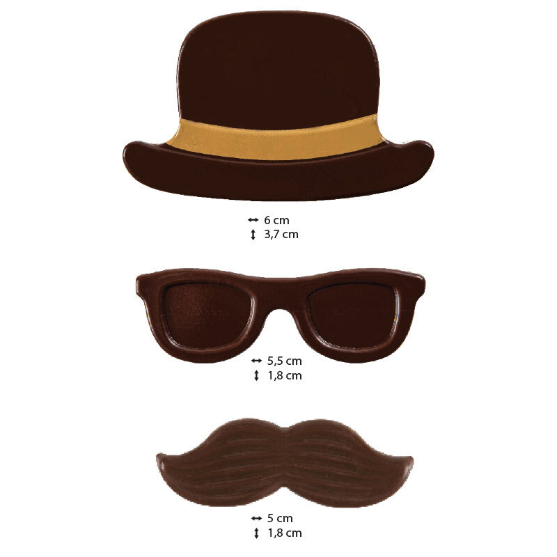 2011055 SET CAHPEAU,MOUSTACHE & LUNETTE PM CHOCOLATNOIR 40SETS PCES ***S/CDE***