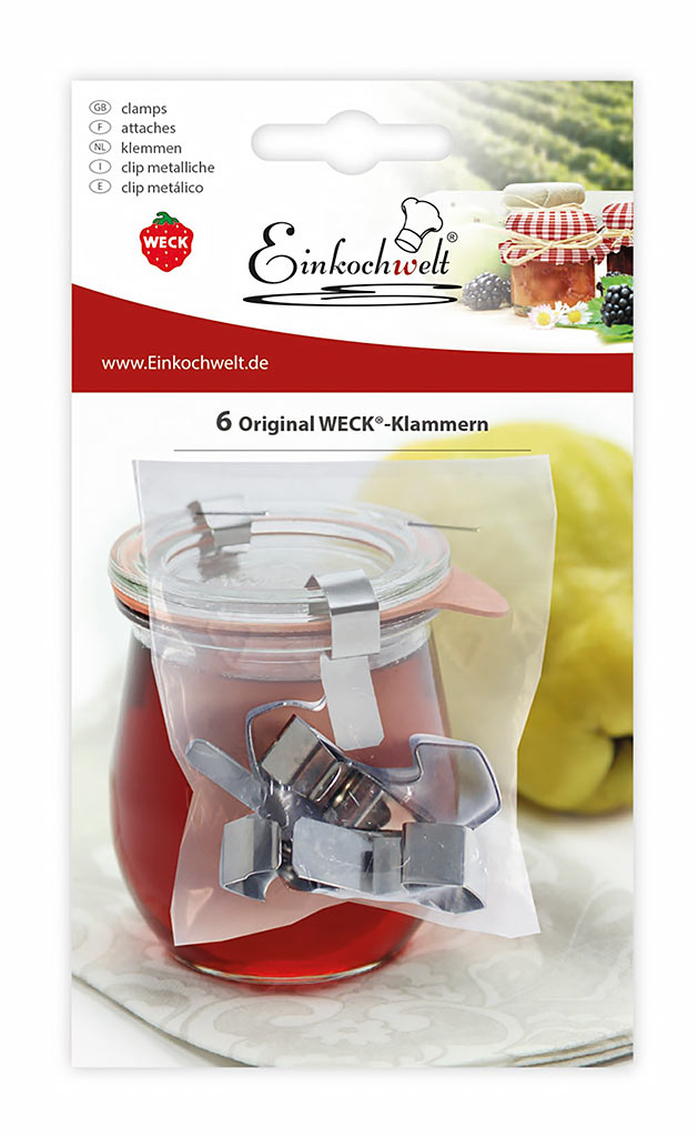 WECK SET 6 CLIPS FERMETURE INOX POUR BOCAUX