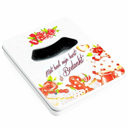BOITE PLATE BLANCHE CUPCAKES "MET HEEL MIJN HART BEDANKT" AVEC FENÊTRE 23X18,5XH2,3CM