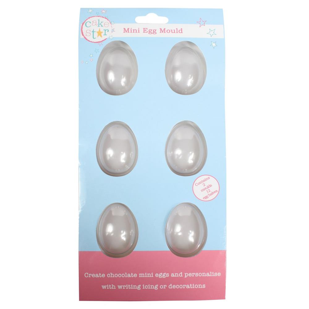 CAKE STAR MOULE CHOCOLAT 6 MINI DEMI OEUF LISSE 3,5 X 4,8 CM 2 PCES