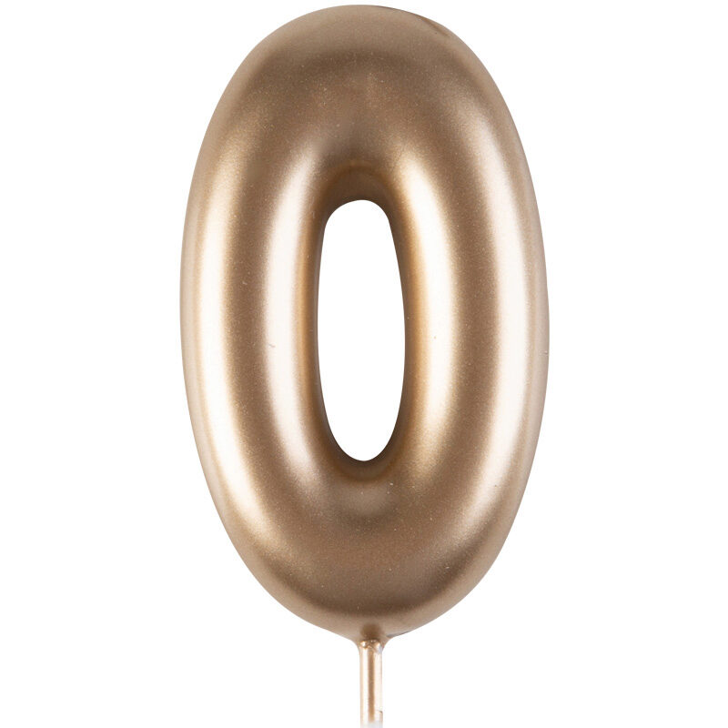1023840 CANDLE GOLD NUMBER "0" 4CM 12 PCES**S/BOX**