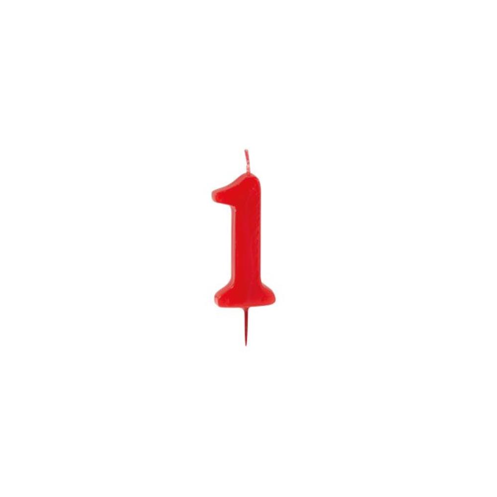 CIJFER KAARSEN ROOD N°1 HT 6CM =STUKEN