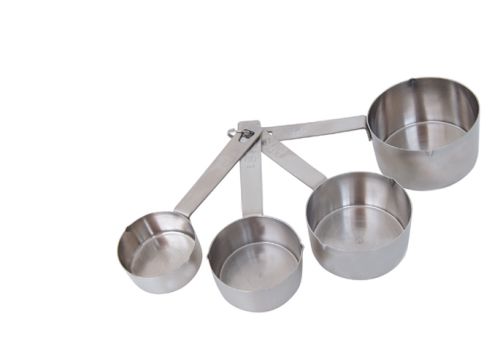 SET VAN 4 INOX MATEN 1/4, 1/3, 1/2, 1 KOP