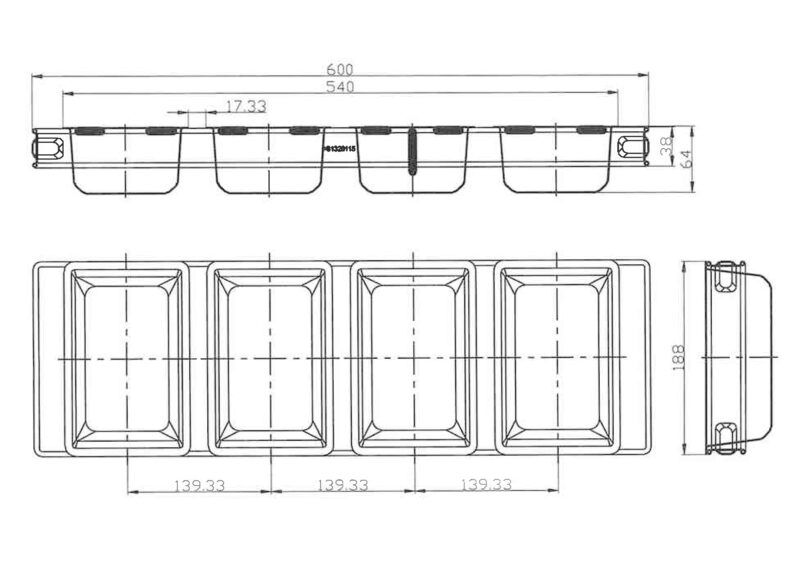 MONTAGE VAN 4 BROODDRAAIINGEN 17/11CM HT 6CM TEFLONED VOOR 54CM DECKOVEN