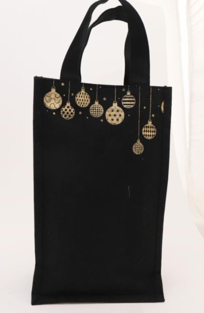 BLACK COTTON BAG 18 X H 30 GOLD CHRISTMAS BALL