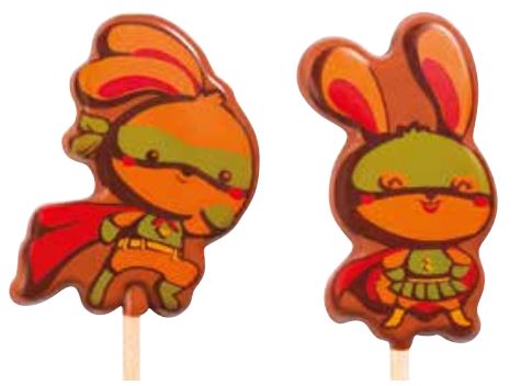 PCB Blisters lolly's Super konijn & sticks pr 45 prints 4designs 9pces ***s/cd***