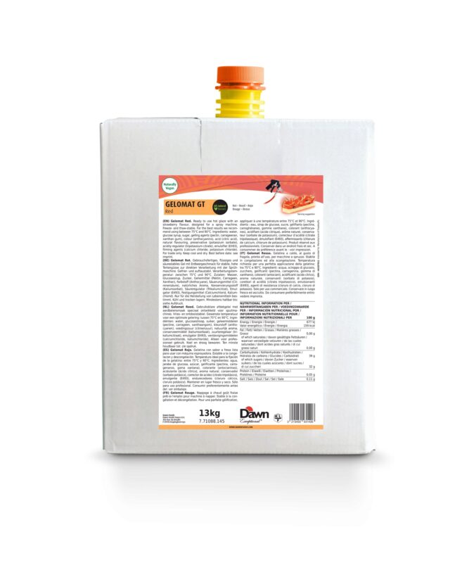 DAWN GELOMAT AARDBEI SPRAY TOPPING ZAK IN DOOS 13KG