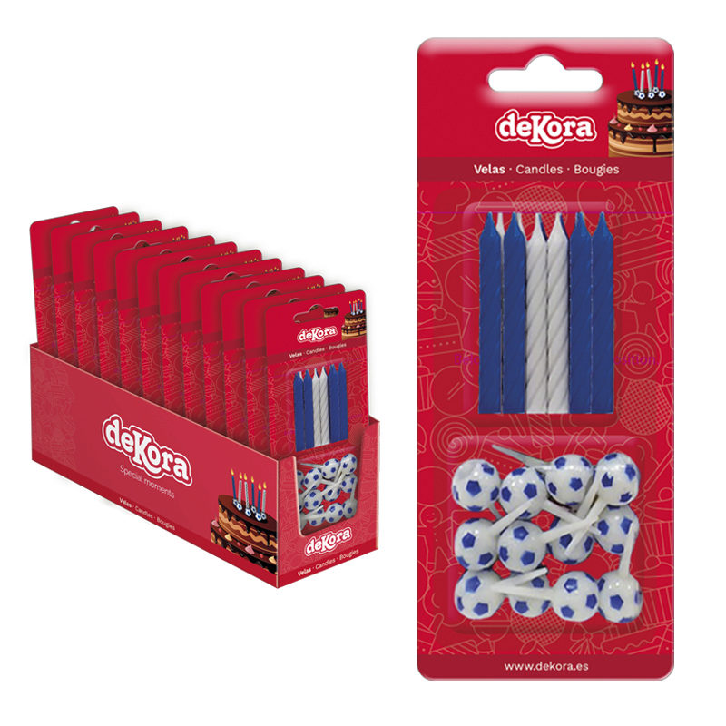 KAARSEN + BLAUW EN BLAUWE VOETBAL TUMBLER DOZEN 12 SETS