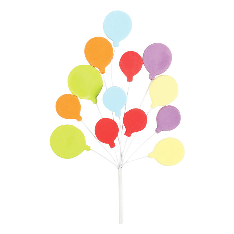 1011103 ASSORTED SUGAR BALLOONS ON PICK 18 PCES