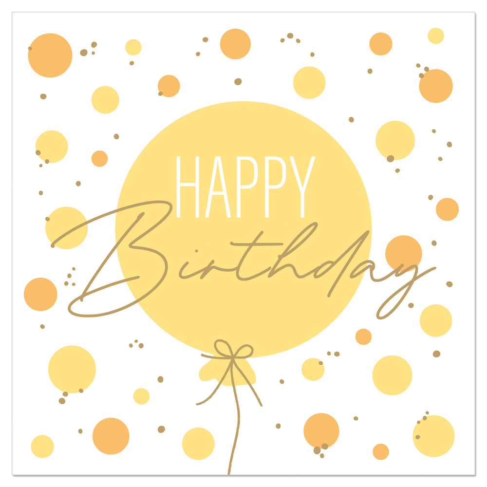 ARTEBENE HANDDOEK 33X33CM GELE BALLON HAPPY BIRTHDAY 20 STUKS