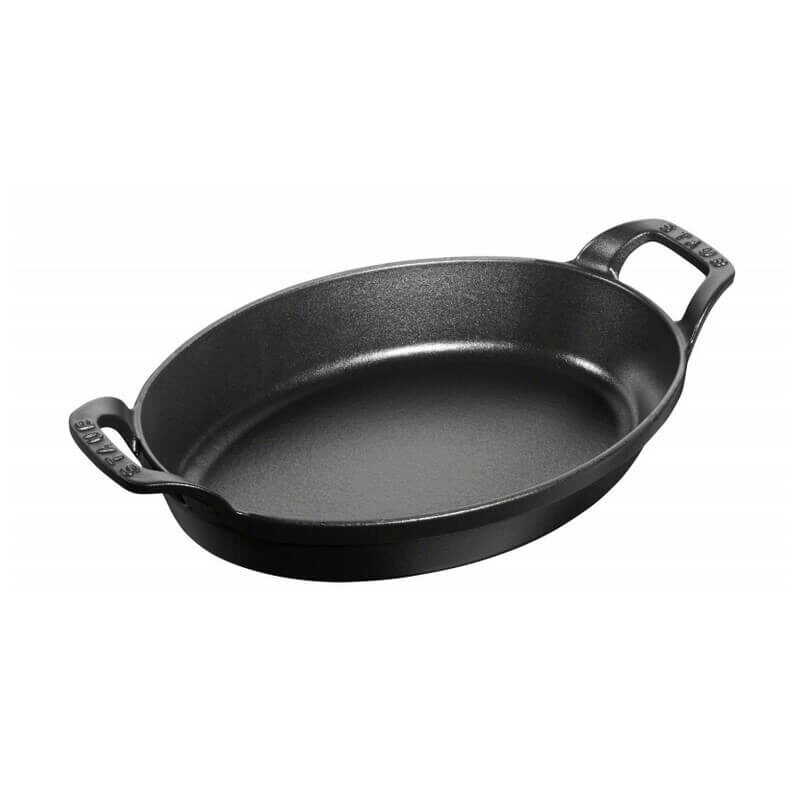 STAUB OVAL CAST IRON DISH 24 CM BLACK STACKABLE