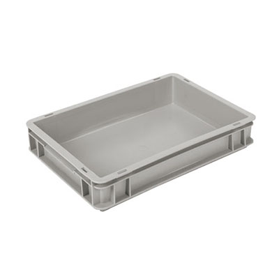 BAC EURONORM 40X30XH8CM GRIS PLEIN RENFORCE POIGNEES FERMEES PB-4308E