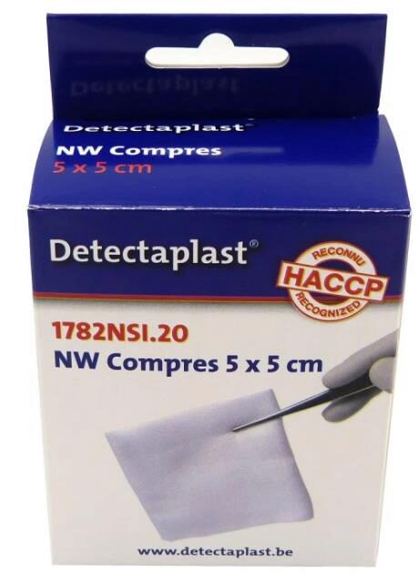 DETECTAPLAST COMPRESSE NON TISSÉ 5X5CMBOITE DE 20 PCES