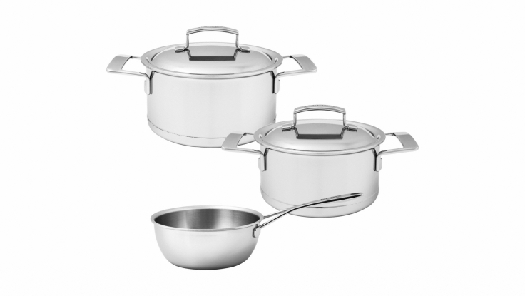 DEMEYERE SILVER 7 SET 3 PIECES STOCKPOT 18CM++ 20CM 3L + SAUTE PAN 20CM 2L