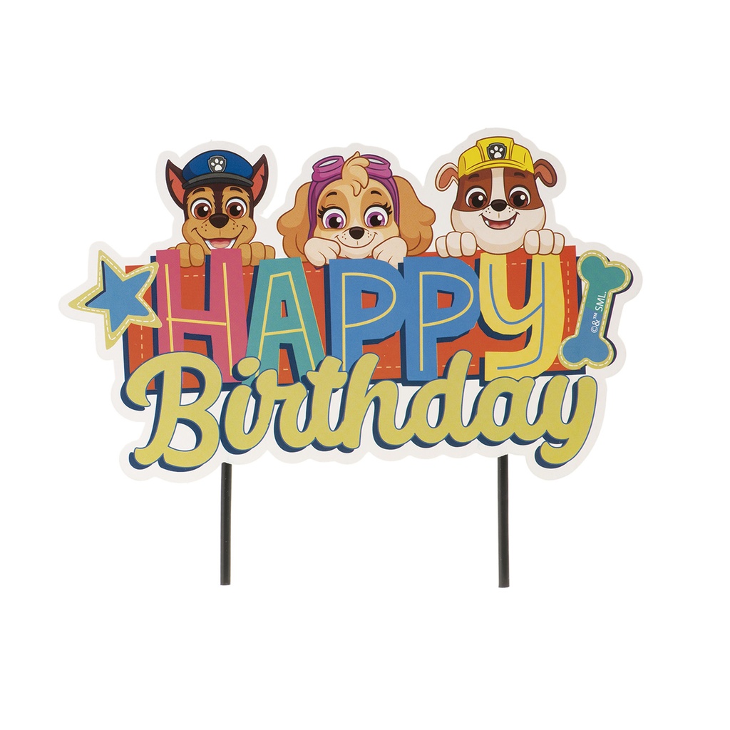 TAARTTOPPERS HAPPY BIRTHDAY PAW PATROL 17,5X15CM