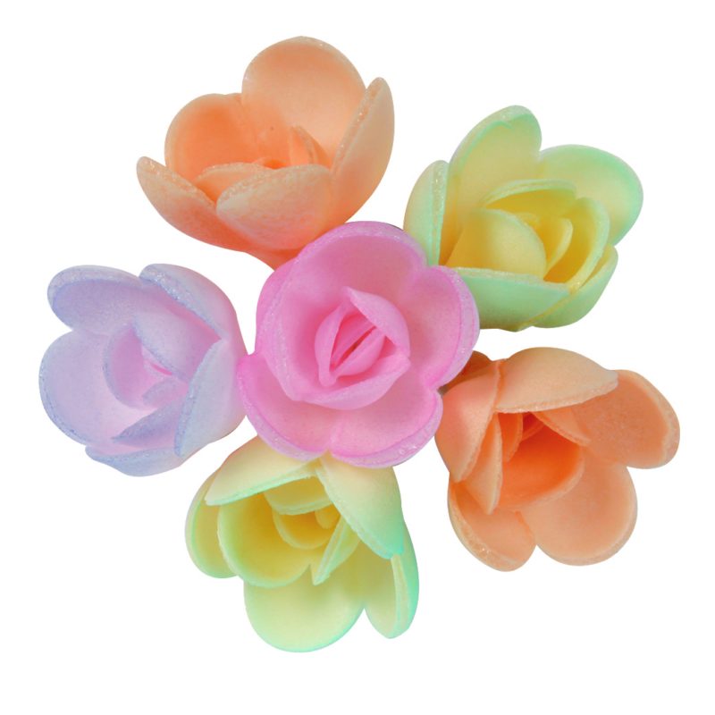 RMN500 MINI ROSE 30MM NUANCED WAFER ON PASTEL BACKGROUND 72 PCES
