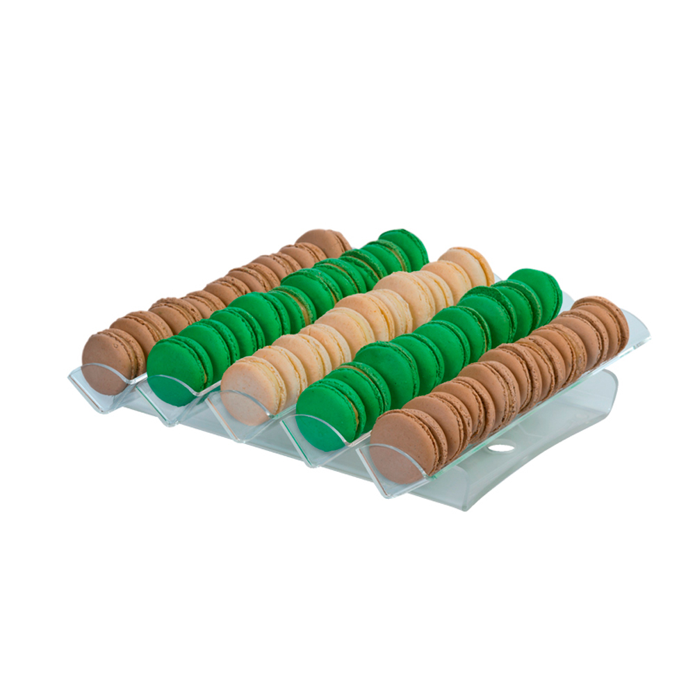 PRESENTOIR 50 MACARONS EN PLEXI - 5 RANGEES DE 10 315X325 H65 MM