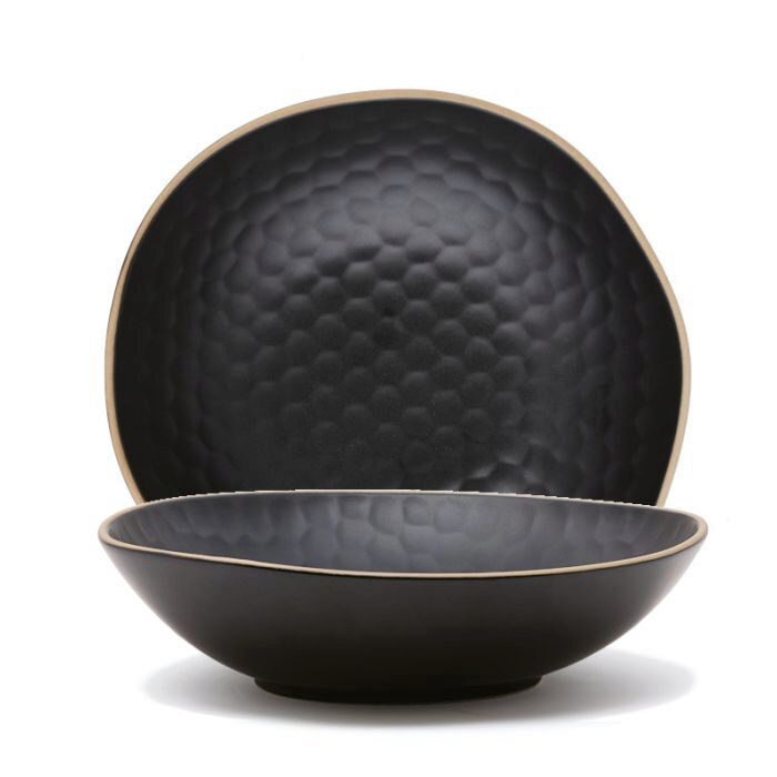 LE COQ KYPSELI MATT BLACK FLAT PLATE 22X20.5CM STONEWARE - LKYP025NE002220