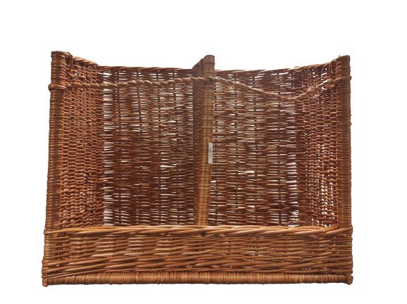 BROWN RECTANGULAR WICKER BAGUETTE BASKET 2 COMPARTMENTS