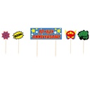 CAKE TOPPER JOYEUX ANNIVERSAIRE SUPER HEROS  3PCES
