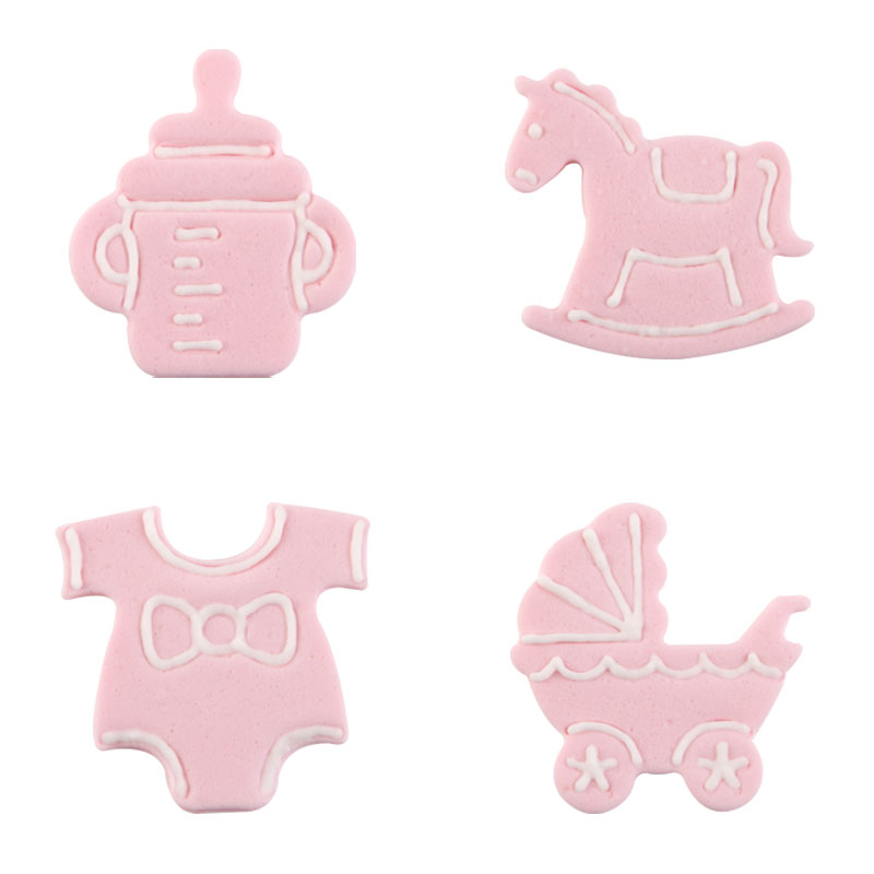 *FF*1026086 ASS DÉCORS NAISSANCE ROSE EN SUCRE 40 PCES ***S/CD***