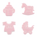 *FF*1026086 ASS DÉCORS NAISSANCE ROSE EN SUCRE 40 PCES ***S/CD***