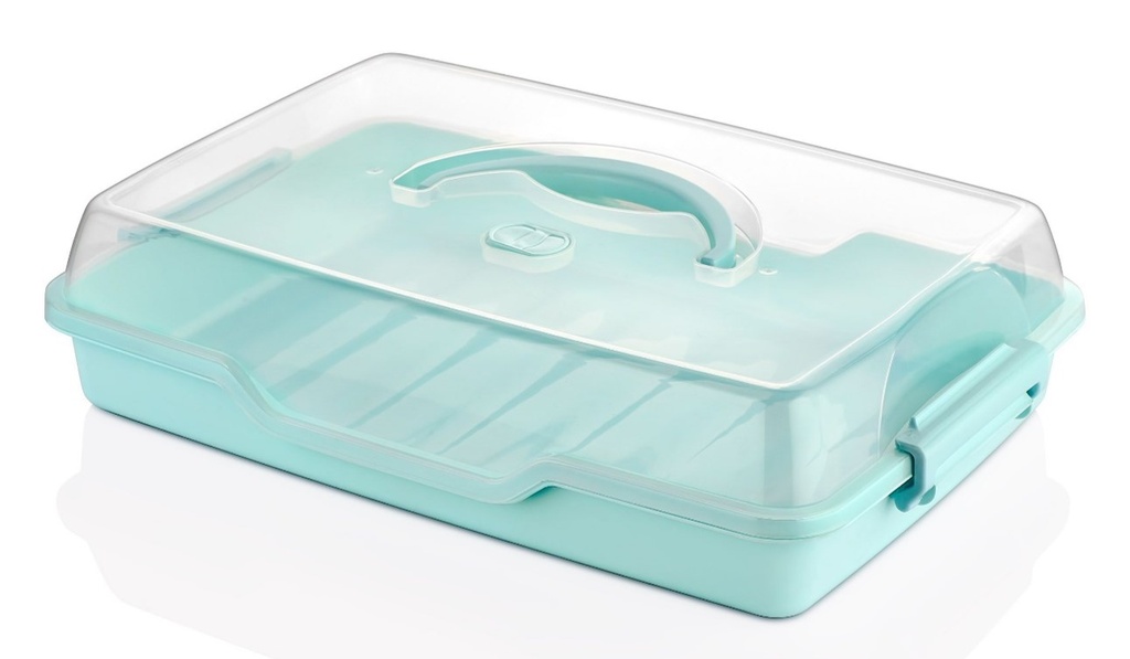 RECHTHOEKIGE TAARTDOOS 44X30X10,5CM 2 GEASSORTEERDE KLEUREN : GRIJS OF TURQUOISE