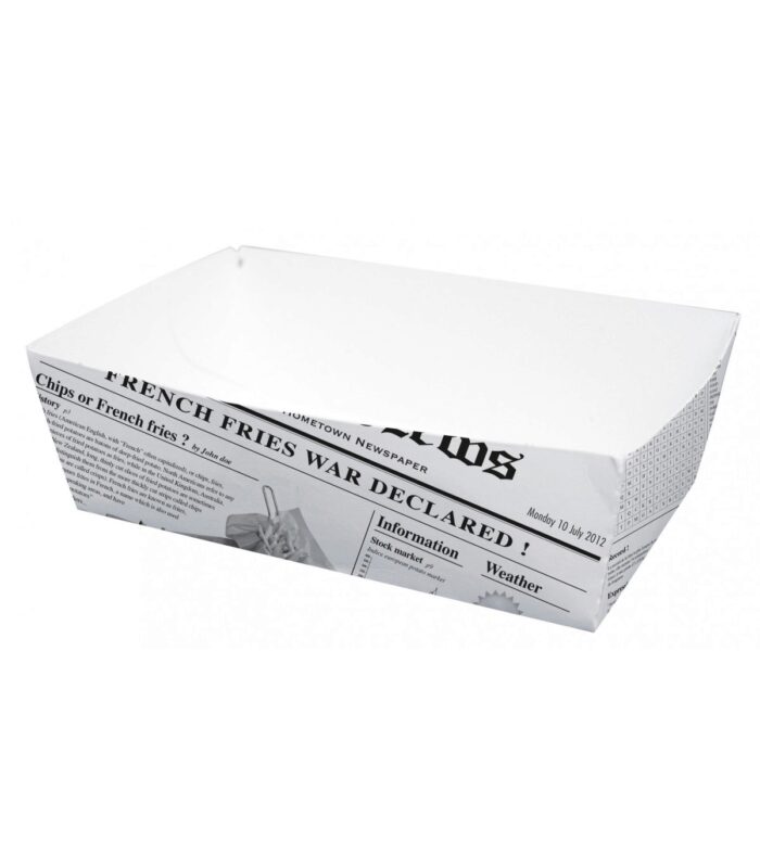 CARDBOARD TRAY NEWSPAPER PRINT 150X90X50MM PACK OF 100PCS