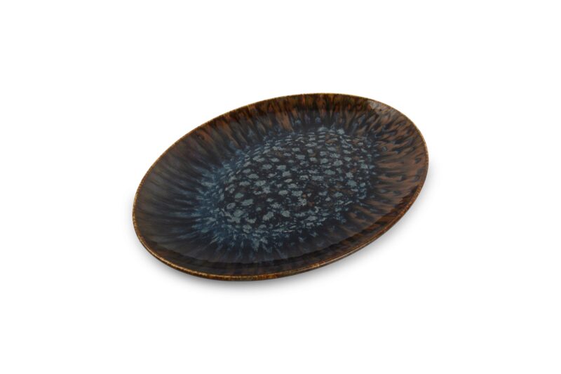 BONBISTRO RESTO BROWN/BLUE OVAL PLATE 36X26CM - 743029