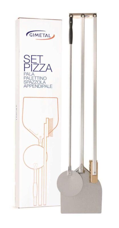 GI-METAL COMPLETE PIZZA SET 4PC - 1 PEEL / 1 BRUSH / 1 PELLE D20 / 1 HOLDER