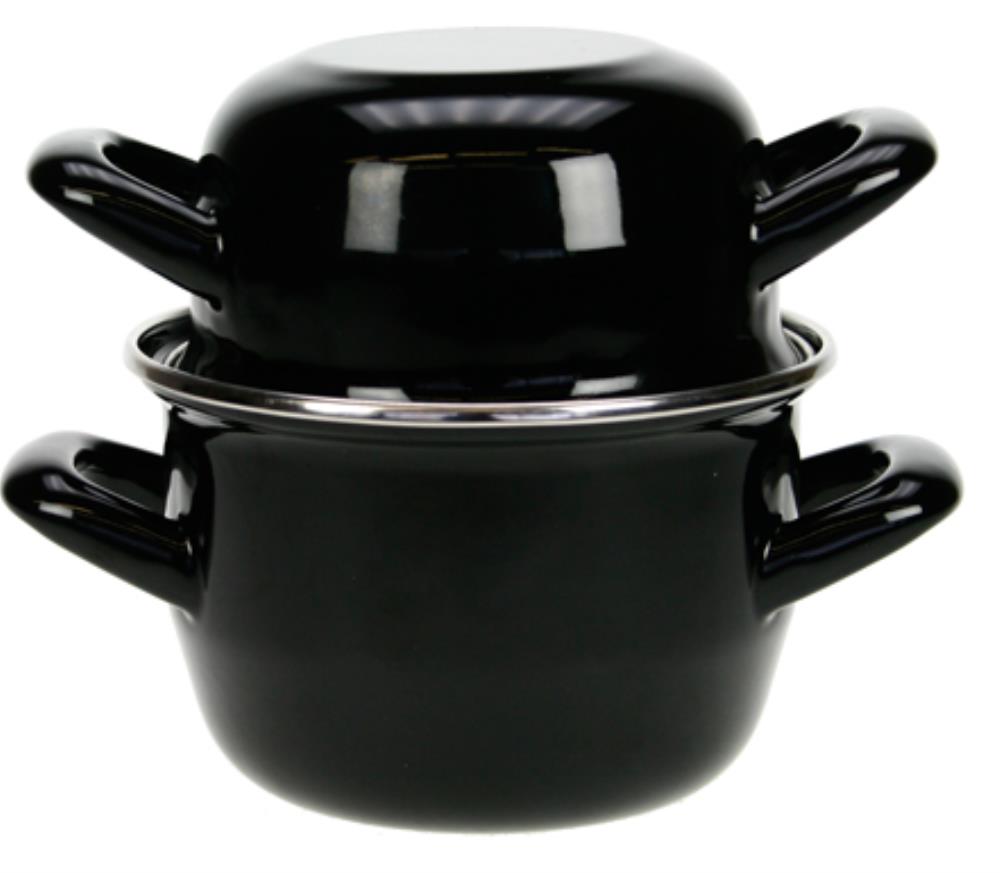 CASSEROLE MOULES NOIRE 12CM 0.9L 0.5KG A/COUVERCLE BOMBE