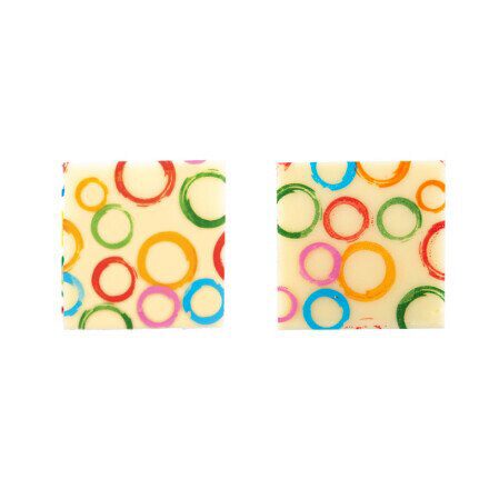 2024693 PLAQUETTE COLORÉE AVEC FLEURS/RONDS 3CM 220PCES ***S/CDE***