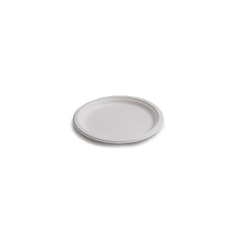 ASSIETTE RONDE PULPE DE CANNE BLANC Ø22CM 50PCS