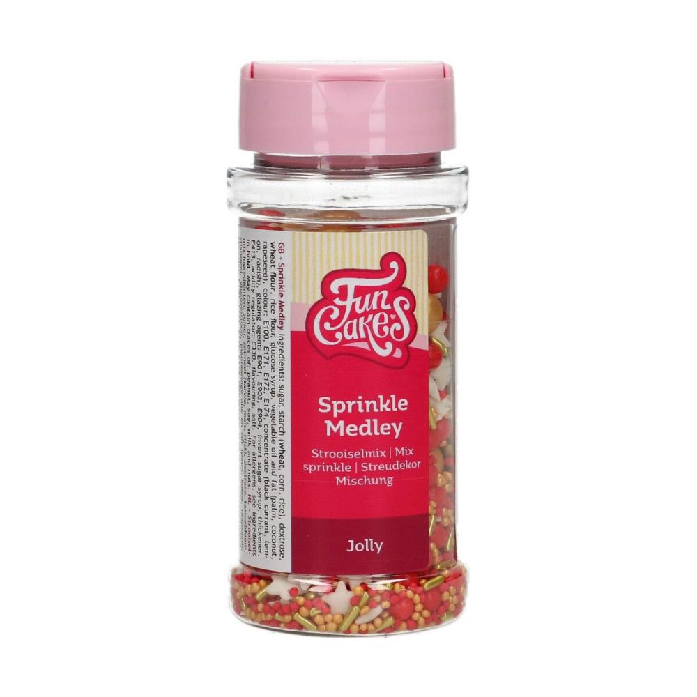 FUNCAKES MIX DECORATION EN SUCRE NOEL ROUGE/OR/BLANC 65GR
