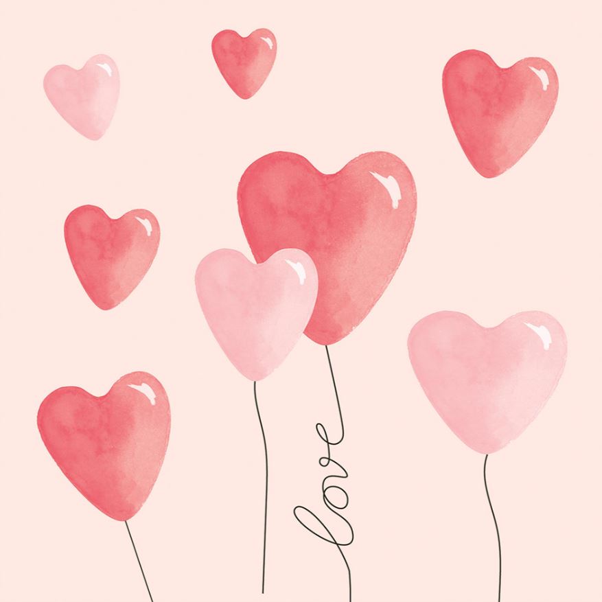 ARTEBENE SERVIETTE 33X33CM LOVE COEURS 20PCS