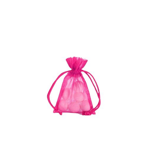 ZAK MET 10 FUCHSIA ORGANZA ZAKJES 10X7CM
